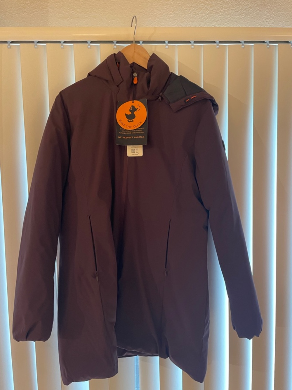 SAVE THE DUCK Women’s Hooded Puffer Coat in Plum